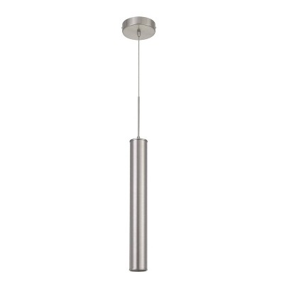 2.25" x 2.25" x 24.25" Metal Dimmable Melini Pendant Fixture Brushed Steel - Cal Lighting