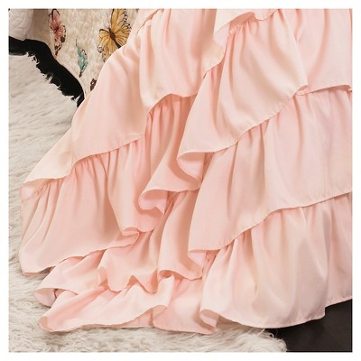 Pink Butterfly Ruffled Microfiber Full Quilt Set