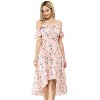 Allegra K Women's Spaghetti Straps Ruffled Sleeves Asymmetrical High Low Floral Midi Sundresses - 2 of 4
