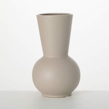 Sullivans 12" Modern Matte Gray Gourd Vase, Ceramic