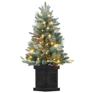 3ft Christmas Tree Pre-Lit Artificial Christmas Tree with Vintage Potted Base - 1 of 4
