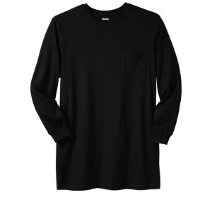 KingSize Men's Big & Tall Shrink-Less Lightweight Longer-Length Long-Sleeve Crewneck Pocket Tee - 1 of 4