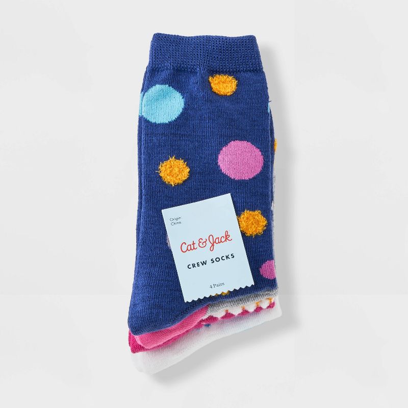 Girls' 4pk Feline Vibe Crew Socks - Cat & Jack™, 3 of 5