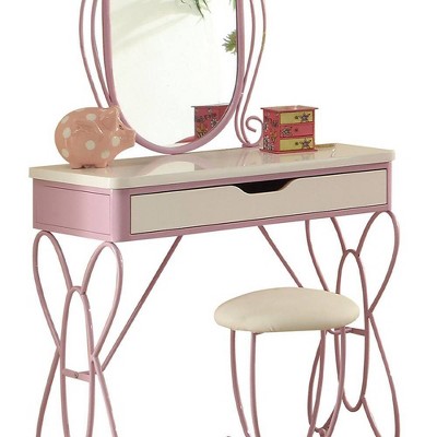 Priya Butterfly Charm White and Light Purple Vanity Set with Bench