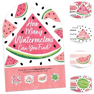 Big Dot of Happiness Sweet Watermelon - Fruit Party Scavenger Hunt - 1 Stand and 48 Game Pieces - Hide and Find Game - 1 of 4