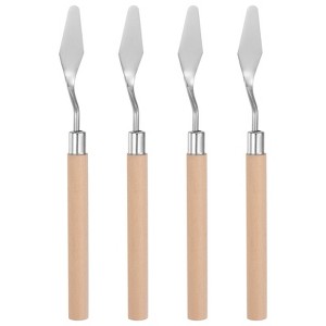 Unique Bargains Stainless Steel Wood Handle Flexible Polished Painting Knife 4 Pcs - 1 of 4