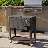 Home Aesthetics Outdoor Patio Rolling Cooler Cart 80 Qt Wicker Ice Chest Beverage Brown Rattan - 2 of 4