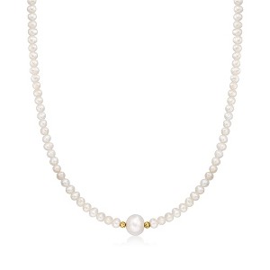 Ross-Simons 3.5-4.5mm Cultured Pearl Necklace With 8.5-9mm Centerpiece and 18kt Gold Over Sterling - 1 of 3