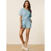 cheibear Women's Casual Pullover Short Sleeve Sleepshirt with Shorts Waffle Pajama Sets - 3 of 4