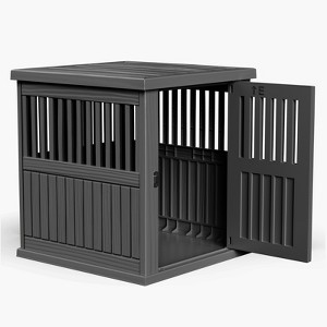 Bencmate Pet Crates and Houses Slanted Roof Dog Crate Lockable Gate Optimal Airflow Easy Setup for Living Room Patio, Blue, 29.65"*21.34"*25.28" - 1 of 4