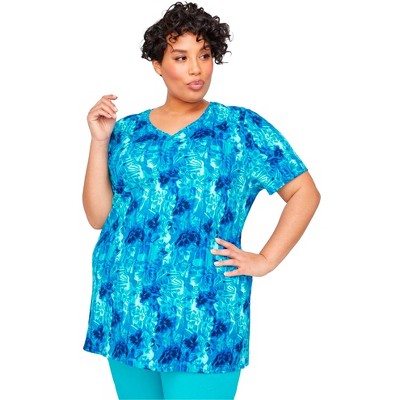 Catherines Women's Plus Size Petite Easy Fit Short Sleeve V-Neck Tee