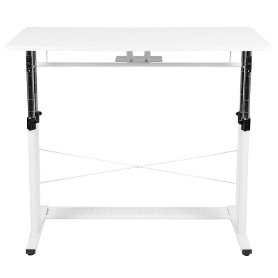 White Adjustable Height Standing Desk with Keyboard Tray