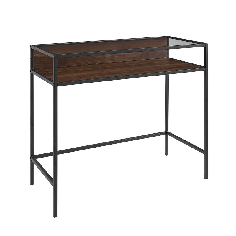 Saracina Home 35" Metal & Wood Compact Desk with Glass