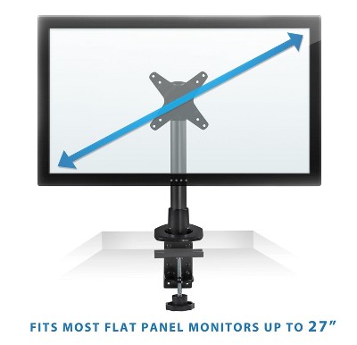 Black Adjustable Single Monitor Desk Mount with C-Clamp