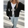 Women's Casual Knit Cardigan Front Tie Bell Long Sleeves Open Front Lightweight Sweater Cardigan - 3 of 4