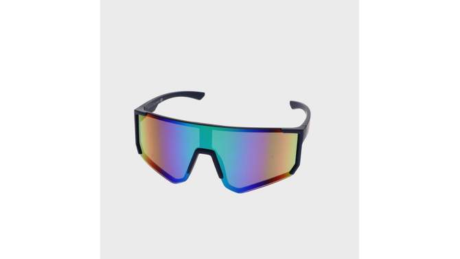 Men&#39;s Rubberized Plastic Shield Sunglasses - All In Motion&#8482; Navy Blue, 2 of 4, play video