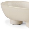 HomeRoots 8" Cream Ceramic Oval Pedestal Centerpiece Bowl - 4 of 4