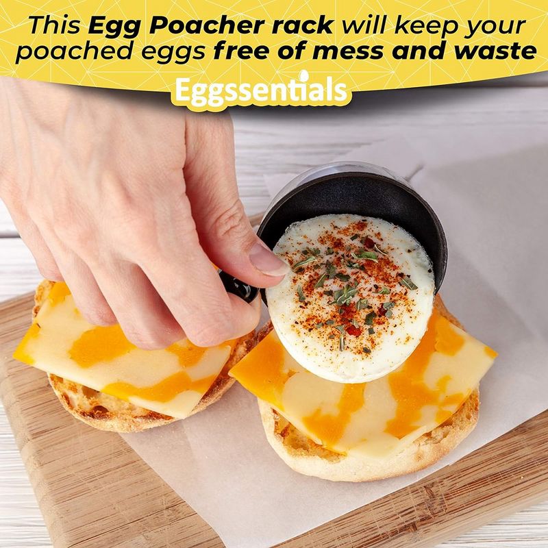 Eggssentials 6 Cup Egg Poacher Insert, 9 inch Stainless Steel with 6 Nonstick Egg poacher Cups, Makes Poached Eggs Simple & Easy, Perfect For any Meal, 4 of 7