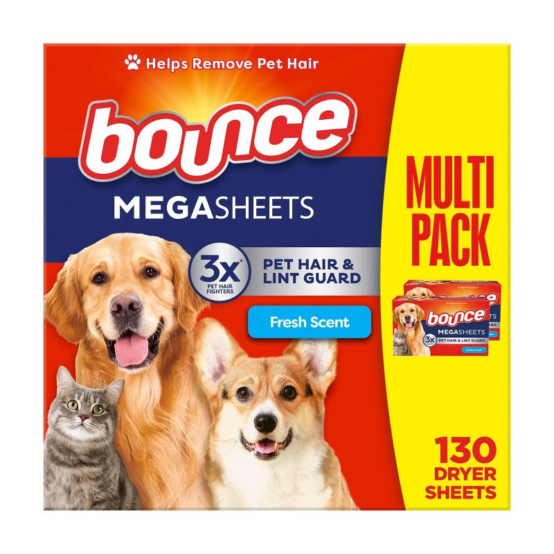 Bounce Fresh Scent Pet Hair and Lint Guard Mega Fabric Softener Dryer Sheets, 1 of 16