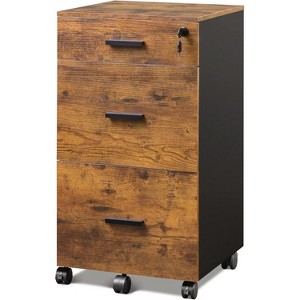 GALAXHERO  3 Drawer Rolling File Cabinet with Lock, Wood Filing Cabinet fits Letter / A4 Size for Home Office - 1 of 4