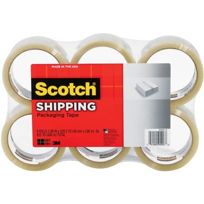 Scotch Shipping Packaging Tape, 1.88 Inchs x 109 Yards, Clear, pk of 6