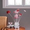 Aluminum 4 Red Roses 6 Petal Floral 2 Red/Silver Flower Bud On A 4 Squared Modern Hexagona Chrome Vase Table - 4 of 4