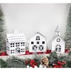 AuldHome Design Farmhouse Candle Lantern Christmas Village, 3pc Set, White Rustic Holiday Votive Holders - 2 of 4