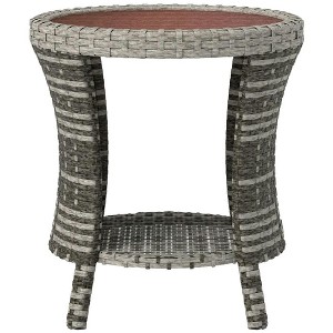 Resenkos Patio Coffee Tables,Patio Tables,18" PE Rattan Patio Side Table with 2-Tier Storage, Composite Wood Top, - 1 of 4