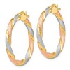 Black Bow Jewelry 3.5mm Tri-Color Twisted Round Hoops in Gold Tone Sterling Silver, 33mm - 2 of 4