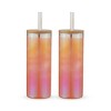 Twine Ribbed Glass Tumbler with Straw and Lid, Iced Coffee Glass or Drinking Glass, 16oz Ribbed Glassware Rainbow Luster Set of 2 - 4 of 4