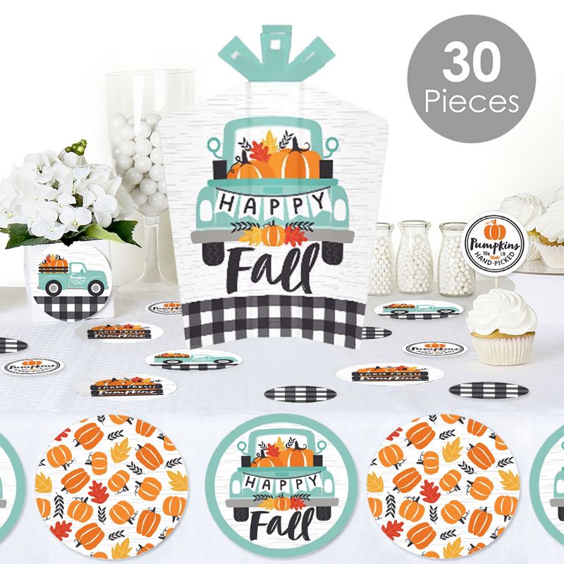 Big Dot of Happiness Happy Fall Truck - Harvest Pumpkin Party Decor and Confetti - Terrific Table Centerpiece Kit - Set of 30, 2 of 9