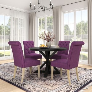 NicBex Round Dining Room Table Set for 4 Morden Kitchen Table Set with 4 Tufted Chairs and Pedestal Base for Kitchen - 1 of 4
