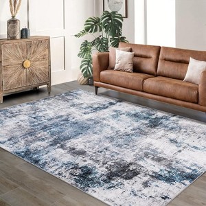 Abstract Machine Washable Rug with Non Slip Backing Ultra-Thin Non Shedding Stain Resistant Indoor Carpet for Living Room Bedroom Dining Room - 1 of 4