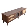 PAGED Rattan TV Stand, Modern Farmhouse Media Console Table with Solid Wood Legs, TV Stands for Living Room - 4 of 4