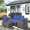 Decksplore 6-Piece All-Weather Wicker Patio Furniture Set & Coffee Table Outdoor Conversation Set with Cushions for Garden, Deck - 2 of 4