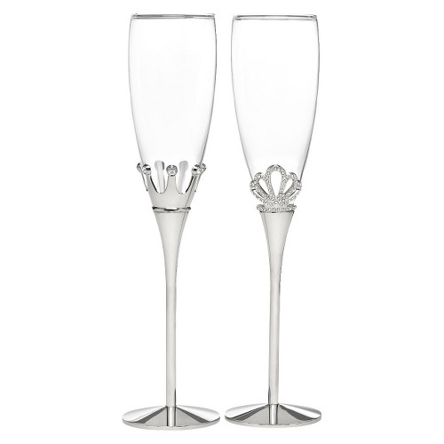 King and Queen Crown Wedding Champagne Flutes