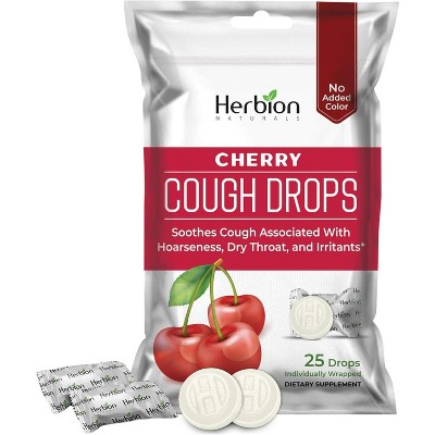 Herbion All Natural Cough Drops, Cherry, 25 Count