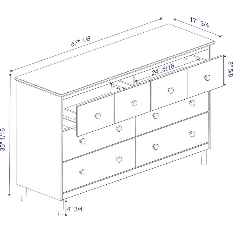 Stiva Classic Mid-Century Modern Horizontal 6 Drawer Dresser - Saracina Home, 6 of 11