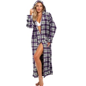 ADR Women's Zip Up Robe with Hood, Women's Long Zipper Robe, Warm Cozy Hooded Bathrobe - 1 of 3