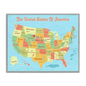 Stupell Industries United States of America USA Kids Map Black Framed Giclee Art - 1 of 4