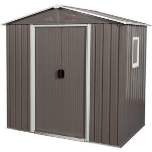 6 x 5FTOutdoor Metal Storage Shed w/Floor Frame Sun Protection Waterproof Storage House w/Lockable Sliding Door For Patio Lawn Backyard spire+window - 1 of 4