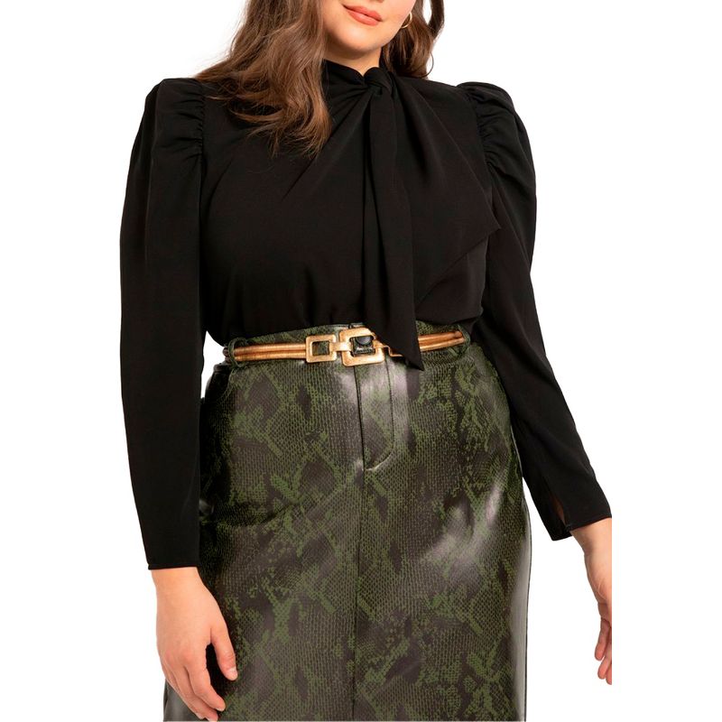 ELOQUII Women's Plus Size Drape Front Blouse, 1 of 2