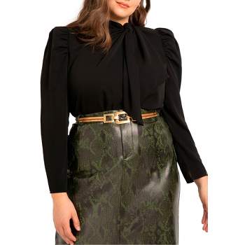 ELOQUII Women's Plus Size Drape Front Blouse