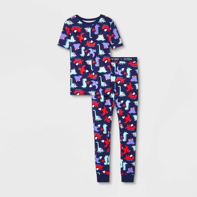 Kids' 2pc Valentine's Day Dinosaur Tight Fit Pajama Set - Cat & Jack™ Navy Blue 
