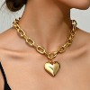 Chunky Heart Statement Necklace for Women, Big Puffy Heart with Chunky Chain - 2 of 4