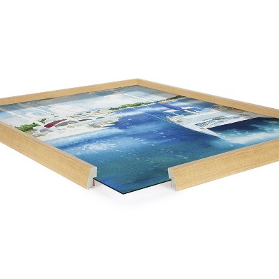Summer Sailing Blue and Natural Framed Glass Print, 18x24