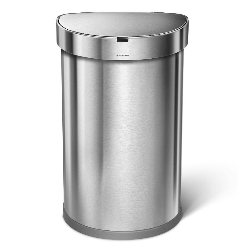 simplehuman 45L Semi-Round Liner Rim Motion Sensor Kitchen Trash Can Stainless Steel, 3 of 12