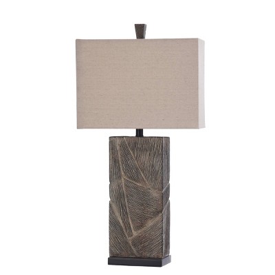 Jasper Farmhouse Textured Molded Table Lamp with Bronze Oatmeal Fabric Shade Brown - StyleCraft