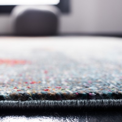 Ivory and Blue Hand-Knotted Viscose Runner Rug