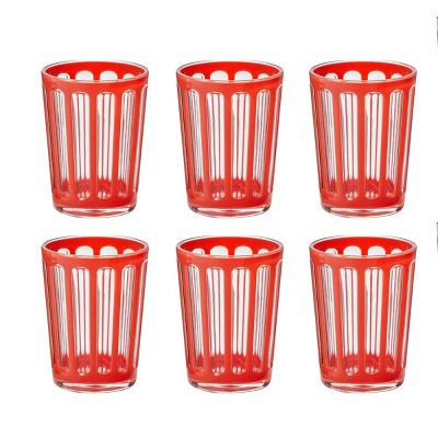 TAG Villa 22 oz Orange Acrylic Double Old Fashion DOF BPA-Free, Dishwasher Safe, Durable Drinkware Set of 6
